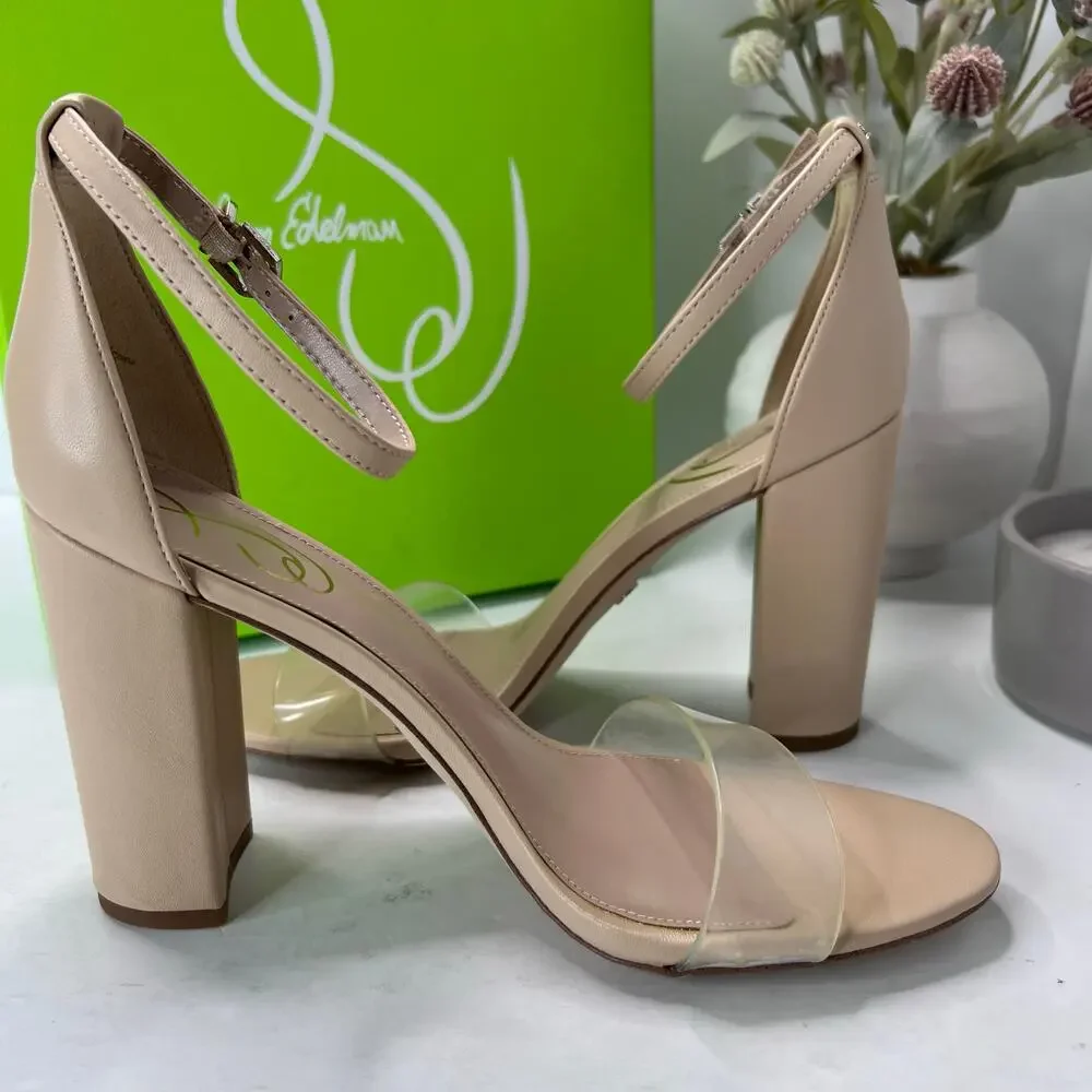 Sam Edelman Yaro Ankle Strap Block Heel Sandal Almond Women's 9.5M Tried On - Picture 6 of 10